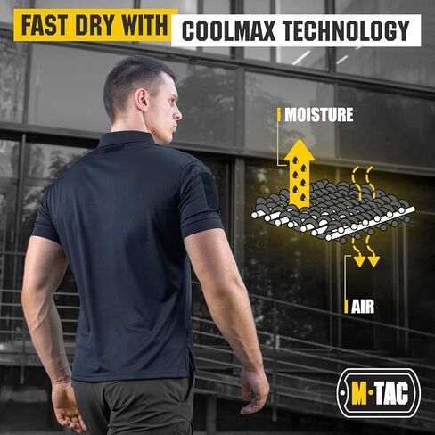 M-Tac Tactical Breathable Polo Shirt - Military Quick Dry Coolmax Short Sleeve T-Shirt for Men in Kuwait
