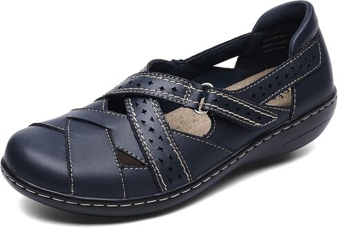 Irrefour Women's Classic Genuine Leather Casual Loafer Cute Slip-On Fashion Closed Toe Flat Sandal Comfy Work Sandal Everyday Walking Shoe in Saudi Arabia