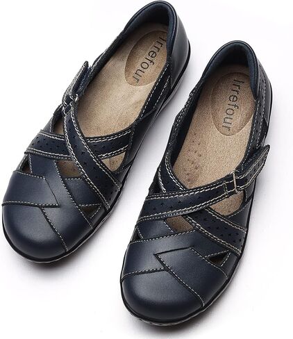 Irrefour Women's Classic Genuine Leather Casual Loafer Cute Slip-On Fashion Closed Toe Flat Sandal Comfy Work Sandal Everyday Walking Shoe in Saudi Arabia