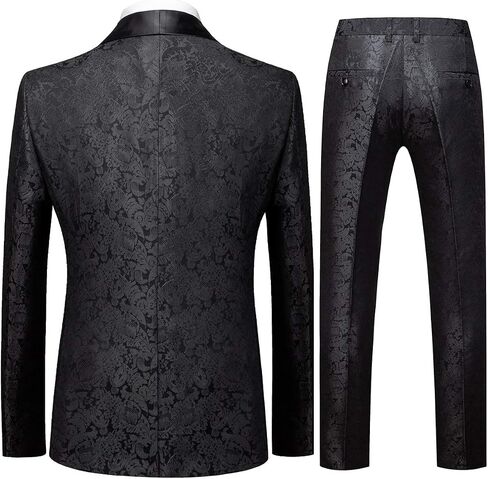 YFFUSHI Men's Elegant Jacquard 3 Piece Suit Shawl Lapel Slim Fit Tuxedo Set in Kuwait