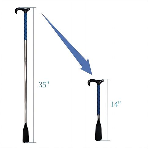 TNBUENO لبوق الحذاء بمقبض طويل لكبار السن والرجال والنساء والأطفال، لسان حذاء معدني يساعد على ارتداء الملابس مقاس 14-34.5 بوصة للأحذية طويلة الرقبة in Kuwait