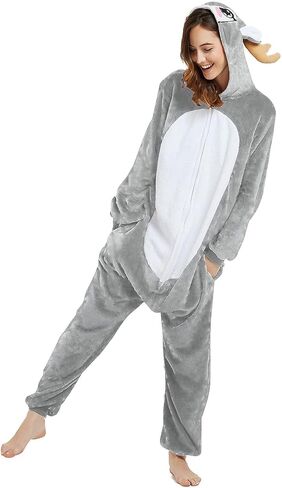 بيجامة ABENCA Deer Onesie الرنة للنساء البالغات من قطعة واحدة على شكل حيوان كرتوني لعيد الهالوين وعيد الميلاد in Kuwait