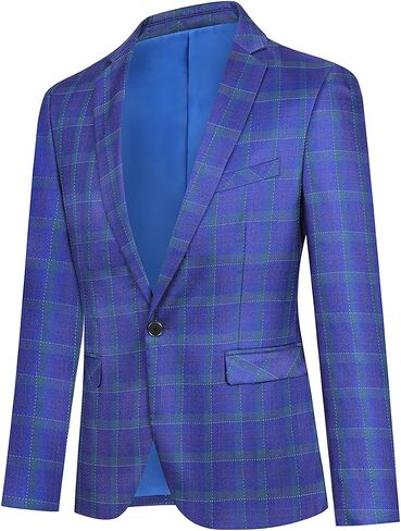 Boyland Men's Casual Suit Blazer Jackets Lightweight One Button Sport Coats Plaid Blazer in Saudi Arabia