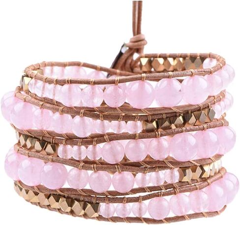 globi Natural Stone Wrap Bracelet For Women/Men | Adjustable Multilayer Genuine Leather Boho Handmade Beaded Bracelet in Saudi Arabia