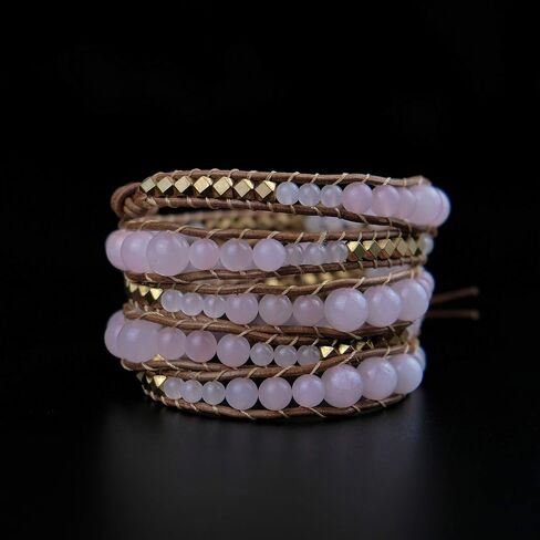 globi Natural Stone Wrap Bracelet For Women/Men | Adjustable Multilayer Genuine Leather Boho Handmade Beaded Bracelet in Saudi Arabia