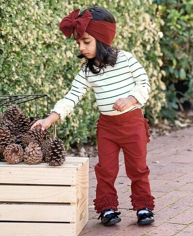 RuffleButts Baby-Toddler-Girls Ruffle Leggings - Soft Knit Ankle Length Leggings in Saudi Arabia