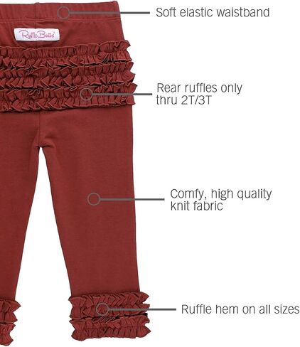 RuffleButts Baby-Toddler-Girls Ruffle Leggings - Soft Knit Ankle Length Leggings in Saudi Arabia