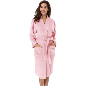 SIORO Terry Cloth Robe for Women Kimono Long Cotton Bathrobe for Spa Tub Hotel, Fuzzy Towel Robe bata de baño with Pockets in Saudi Arabia