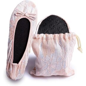 Silky Toes Women’s Foldable Lace Wedding Flats Comfortable Bridal Dressy Shoes in Kuwait