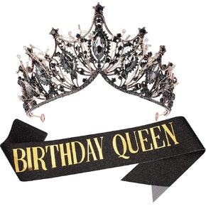 Velscrun Birthday Crowns for Women, Birthday Sash and Tiaras for Women, Happy Birthday Queen Sash, Pink Crowns for Women, Birthday Accessories for Women, Birthday Decorations for Women in Saudi Arabia