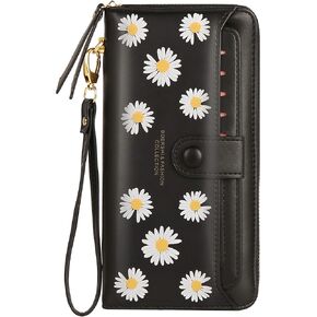 Nawoshow Women Leather Wallet RFID Blocking Zipper Pocket Wallet Card Case Purse with ID Window in Saudi Arabia