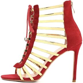 Gladiator Heels for Women Sexy Lace Up Stiletto Sandals Gold Strappy Cage Heels Dressy Party Club Shoes with Zipper in Kuwait