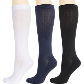 BampooPanPa 3 Pairs Bamboo Compression Socks Circulation 8-15mmHg Cushion Best Support Athletic Running Cycling Stockings for Women & Men white-10-13