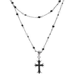 Z-Jeris Goth Cross Necklace, Goth Cross Choker,Gothic Cross Necklace,Beaded Cross Necklace,Gothic Jewelry for Women Girls in Kuwait