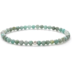 BERGERLIN Real natural stone bracelet with 925 Sterling silver pearl - Delicate faceted pearls - Genuine Bracelets with Certified Quality
