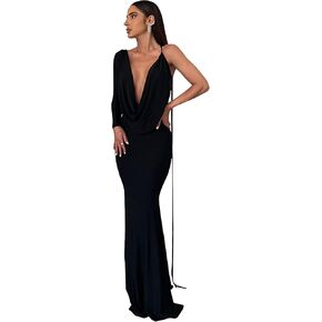 AIBEARTY Sexy Backless Dresses for Women Lace Up Spaghetti Strap Draped Maxi Dress Women Summer Dress Cocktail Party Dresses in Saudi Arabia