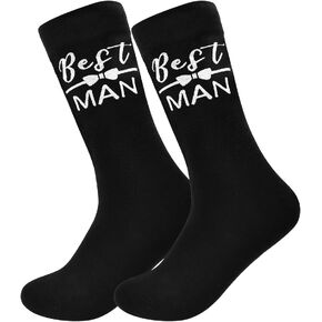 ELEGANTPARK Groomsmen Socks Groomsmen Gifts Proposal Gifts Wedding Bachelor Gifts Black Cotton Novelty Socks for Men