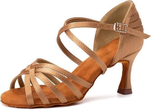 أحذية الرقص اللاتيني الاحترافية للسيدات من AOQUNFS، أحذية الرقص اللاتينية السالسا من الساتان، WZSP2324 in Kuwait