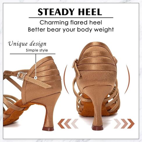 أحذية الرقص اللاتيني الاحترافية للسيدات من AOQUNFS، أحذية الرقص اللاتينية السالسا من الساتان، WZSP2324 in Kuwait