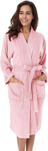 SIORO Terry Cloth Robe for Women Kimono Long Cotton Bathrobe for Spa Tub Hotel, Fuzzy Towel Robe bata de baño with Pockets in Kuwait