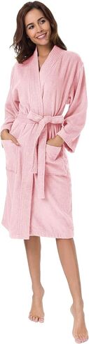 SIORO Terry Cloth Robe for Women Kimono Long Cotton Bathrobe for Spa Tub Hotel, Fuzzy Towel Robe bata de baño with Pockets in Kuwait