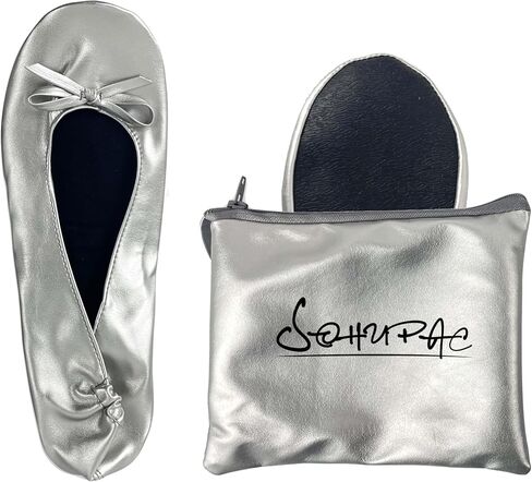 Women's Foldable Flats, Portable Ballet Flat Roll Up Slipper Shoes with Travel Pouch Bag for Ballerina Wedding in Kuwait