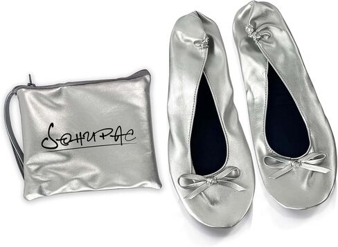 Women's Foldable Flats, Portable Ballet Flat Roll Up Slipper Shoes with Travel Pouch Bag for Ballerina Wedding in Kuwait