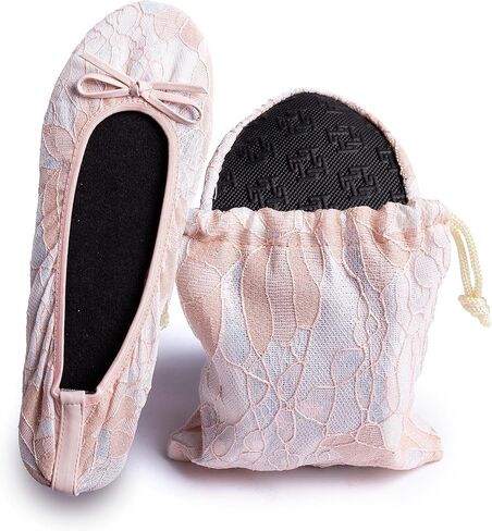 Silky Toes Women’s Foldable Lace Wedding Flats Comfortable Bridal Dressy Shoes in Kuwait