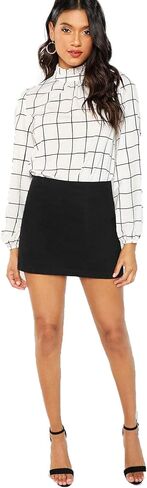 قمصان علوية للسيدات من Romwe بياقة واقفة وأكمام طويلة ومطبوعة in Kuwait