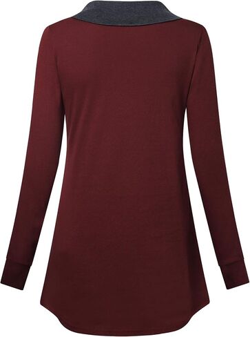 Youtalia Women's Long Sleeve Cowl Neck Tunic Color Block Pullover Sweatshirt in Saudi Arabia
