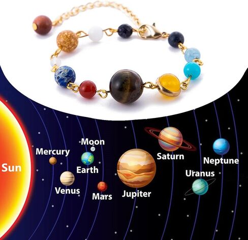 Solar System Bracelet The Eight Planets Guardian Star Earth Space Universe Galaxy Gemstone Beads Bracelet in Kuwait