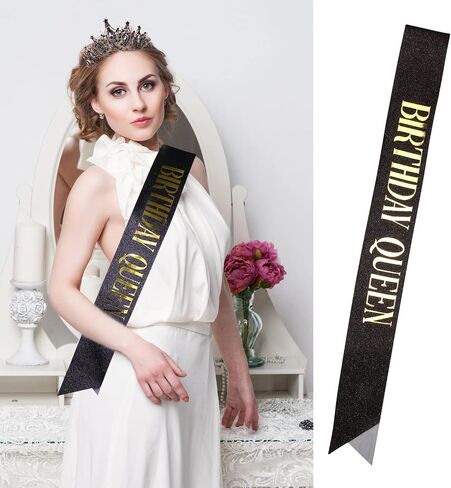 Velscrun Birthday Crowns for Women, Birthday Sash and Tiaras for Women, Happy Birthday Queen Sash, Pink Crowns for Women, Birthday Accessories for Women, Birthday Decorations for Women in Kuwait