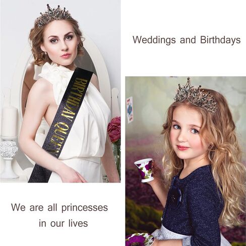 Velscrun Birthday Crowns for Women, Birthday Sash and Tiaras for Women, Happy Birthday Queen Sash, Pink Crowns for Women, Birthday Accessories for Women, Birthday Decorations for Women in Kuwait