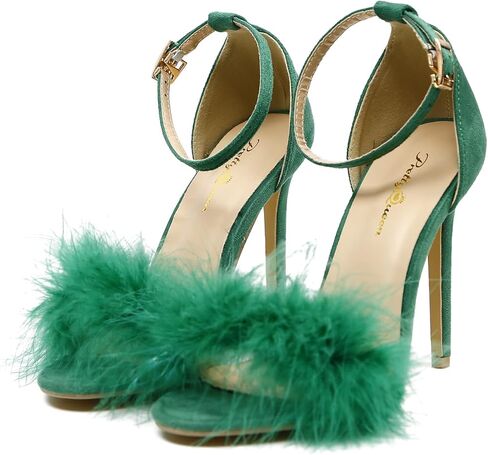 صنادل نسائية من PrettyQueen بحزام للكاحل وكعب ريش ومقدمة مفتوحة وكعب عالي وأحذية رسمية للحفلات in Kuwait