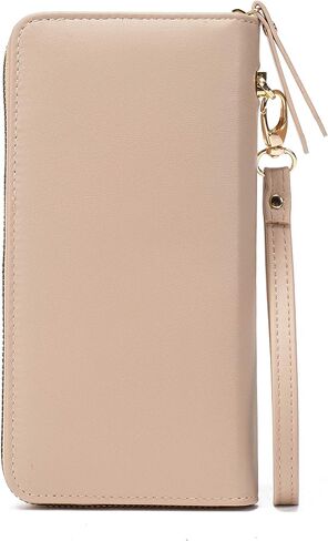 Nawoshow Women Leather Wallet RFID Blocking Zipper Pocket Wallet Card Case Purse with ID Window in Kuwait