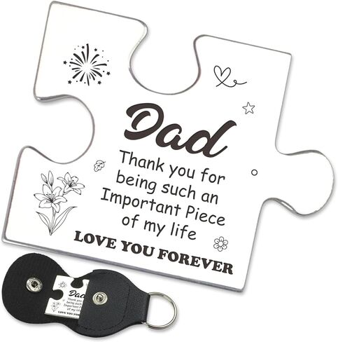 هدايا رمزية للجيب من FTONENI لعيد ميلاد الأب وعيد الميلاد وهدايا عيد الميلاد من الابنة وعلاقة المسافات الطويلة وشكرًا لك الهدايا قطعة لغز تذكار مع سلسلة مفاتيح من جلد البولي يوريثان - PTA02 in Kuwait