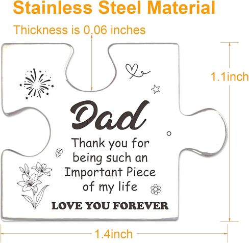 هدايا رمزية للجيب من FTONENI لعيد ميلاد الأب وعيد الميلاد وهدايا عيد الميلاد من الابنة وعلاقة المسافات الطويلة وشكرًا لك الهدايا قطعة لغز تذكار مع سلسلة مفاتيح من جلد البولي يوريثان - PTA02 in Kuwait