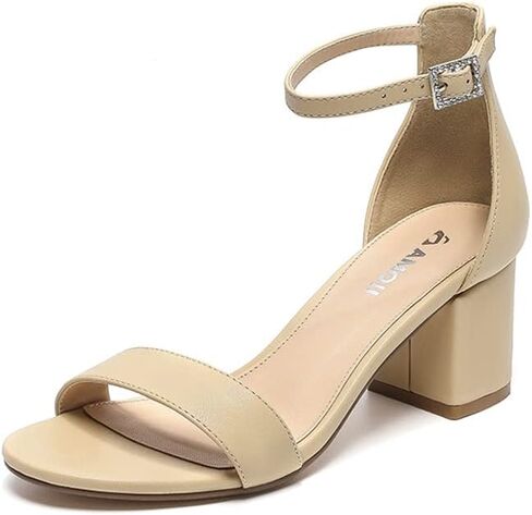 Amoji Women's 2.5 Inch Low Heel Ankle Strap Dressy Sandals 301 in Saudi Arabia