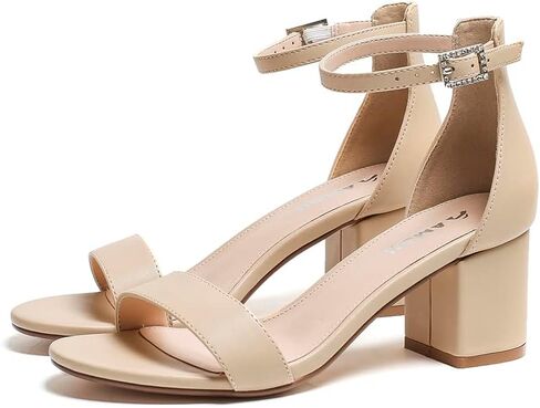 Amoji Women's 2.5 Inch Low Heel Ankle Strap Dressy Sandals 301 in Saudi Arabia