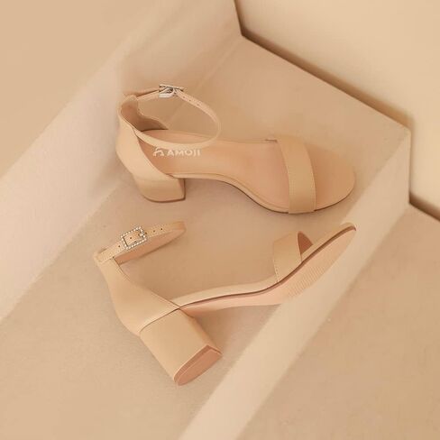 Amoji Women's 2.5 Inch Low Heel Ankle Strap Dressy Sandals 301 in Saudi Arabia