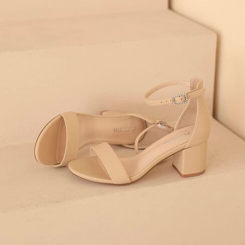 Amoji Women's 2.5 Inch Low Heel Ankle Strap Dressy Sandals 301 in Saudi Arabia