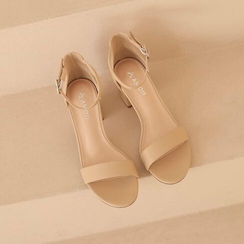 Amoji Women's 2.5 Inch Low Heel Ankle Strap Dressy Sandals 301 in Saudi Arabia