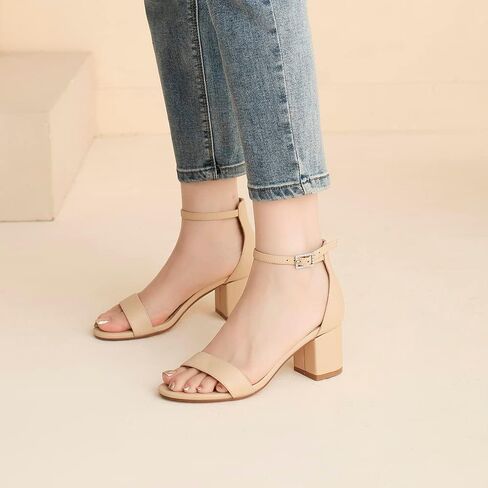 Amoji Women's 2.5 Inch Low Heel Ankle Strap Dressy Sandals 301 in Saudi Arabia