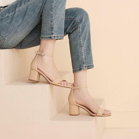 Amoji Women's 2.5 Inch Low Heel Ankle Strap Dressy Sandals 301 in Saudi Arabia
