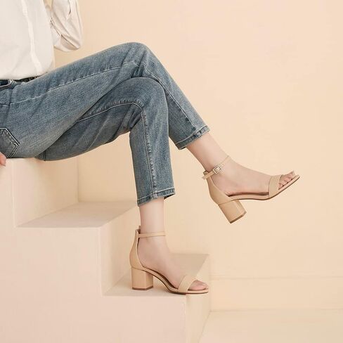 Amoji Women's 2.5 Inch Low Heel Ankle Strap Dressy Sandals 301 in Saudi Arabia