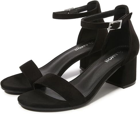Amoji Women's 2.5 Inch Low Heel Ankle Strap Dressy Sandals 301 in Kuwait