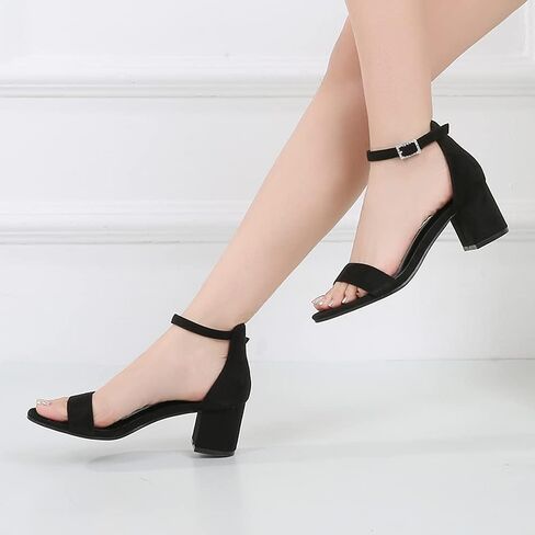 Amoji Women's 2.5 Inch Low Heel Ankle Strap Dressy Sandals 301 in Kuwait