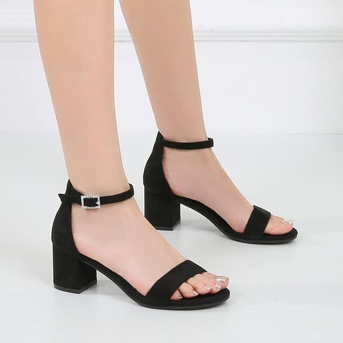 Amoji Women's 2.5 Inch Low Heel Ankle Strap Dressy Sandals 301 in Kuwait