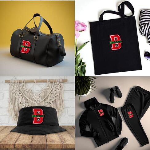 كلمة Patch Party Club "B" مطرزة باللون الأسود والأحمر والأبيض والأسود والأخضر، مقاس 6 بوصة، ظهر حديدي، زخرفة متوسطة، سترات فارسيتي in Saudi Arabia