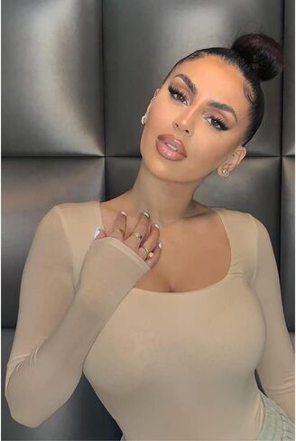 LINMON Women's Scoop Neck Long Sleeve Basic T Shirts Leotard Bodysuits in Saudi Arabia